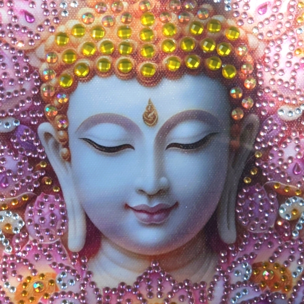 ZEN Tranquil Buddha Canvas with Pink and Gold Diamond Painting